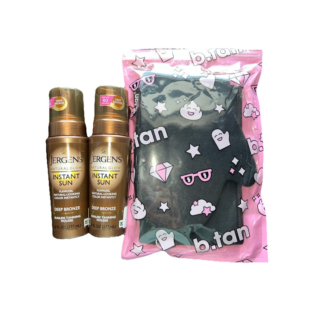 Jergens Natural Glow Instant Sun Sunless‎ Tanning Mousse Deep Bronze 6 fl oz 2PK